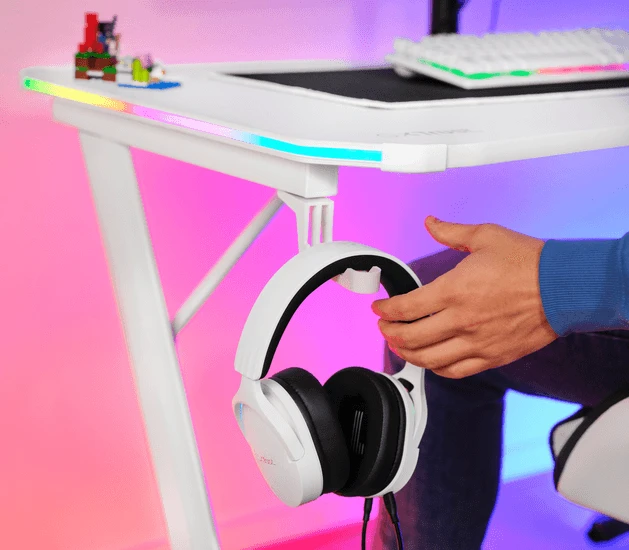 TRUST GXT 709W LUMINUS RGB žaidimų stalas (baltas) aprašymas - Prekės nuotrauka