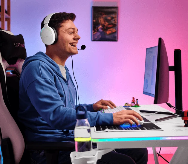 TRUST GXT 709W LUMINUS RGB žaidimų stalas (baltas) aprašymas - Prekės nuotrauka