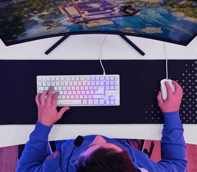 TRUST GXT 709W LUMINUS RGB žaidimų stalas (baltas) aprašymas - Prekės nuotrauka