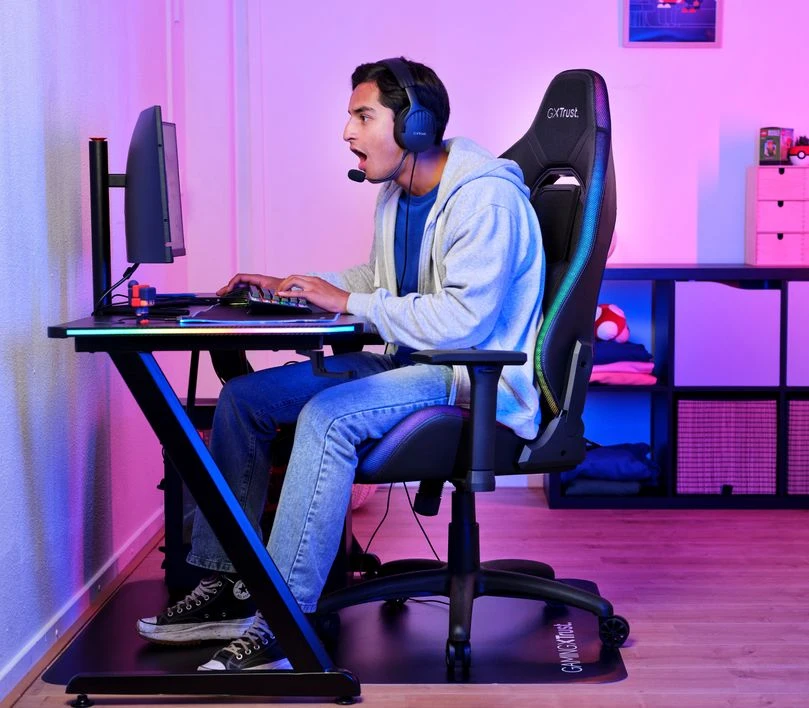 TRUST GXT 719 RUYA RGB juoda ergonominė kėdė aprašymas - Prekės nuotrauka