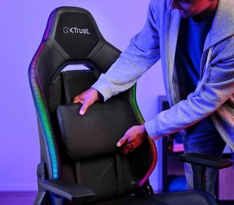 TRUST GXT 719 RUYA RGB juoda ergonominė kėdė aprašymas - Prekės nuotrauka