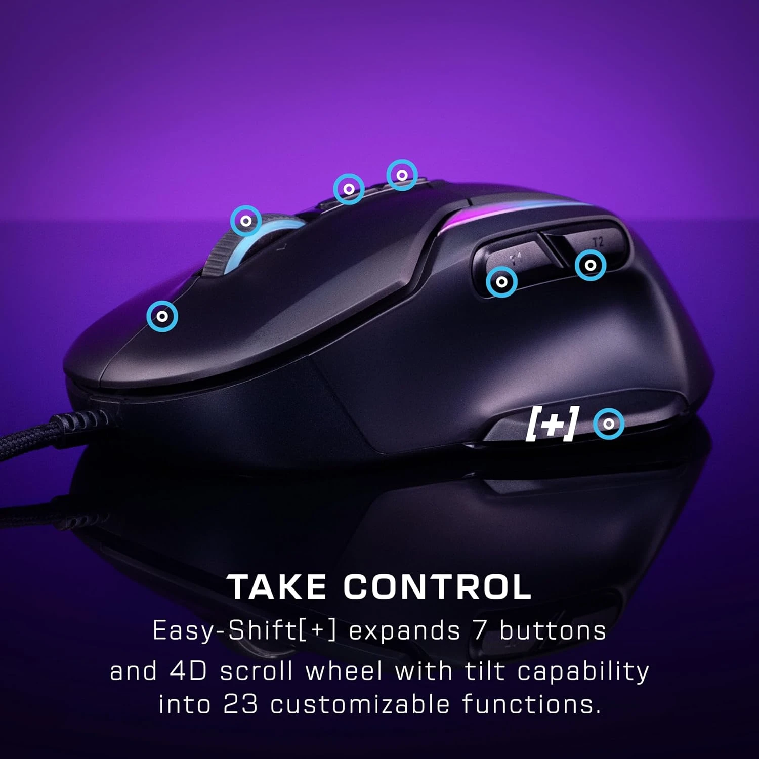 Turtle Beach Kone II Laidinė ergonominė RGB žaidimų pelė | Juoda aprašymas - Prekės nuotrauka