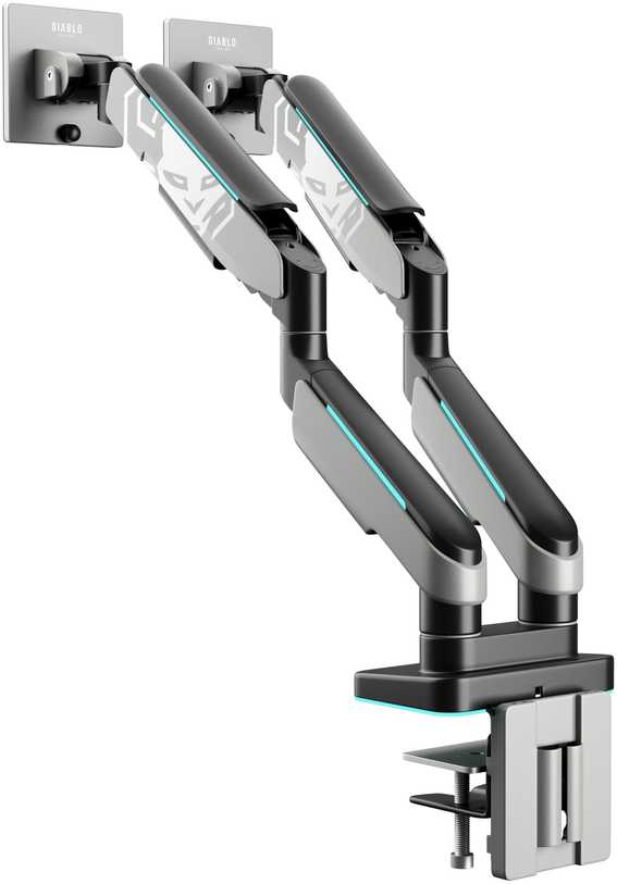 Diablo Chairs Diablo dvigubas monitoriaus laikiklis 49 colių ekranams | Pilka-juoda RGB X-Arm Dual