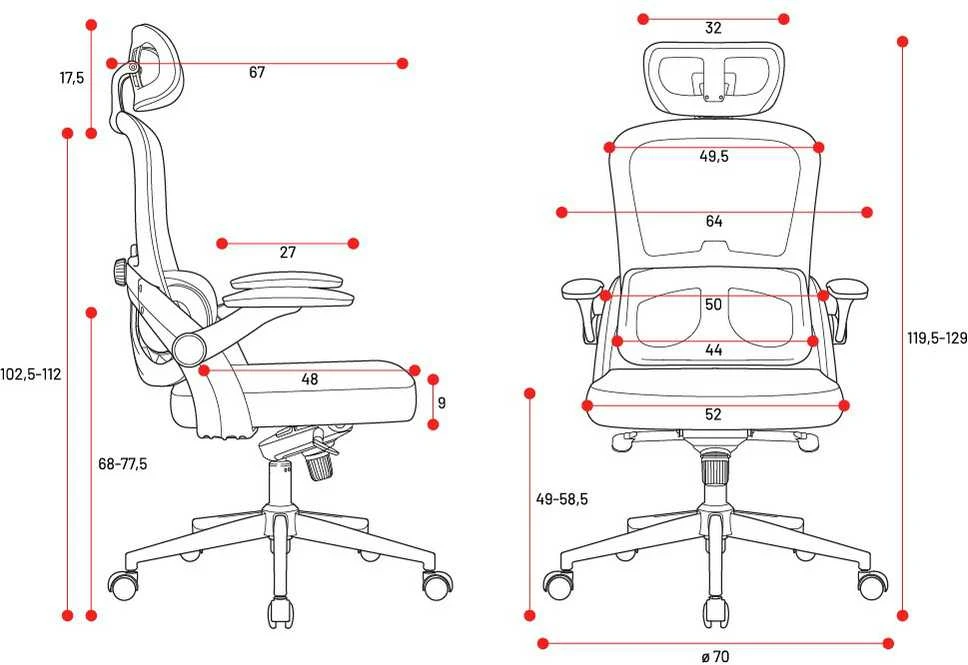 Diablo Chairs Diablo V-Light Shadow Juodas ergonominė kėdė