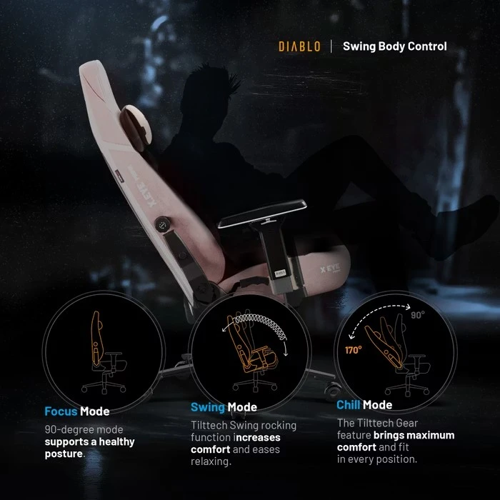 Diablo Chairs Diablo X-Eye Prime - Akira Rožinė ergonominė kėdė