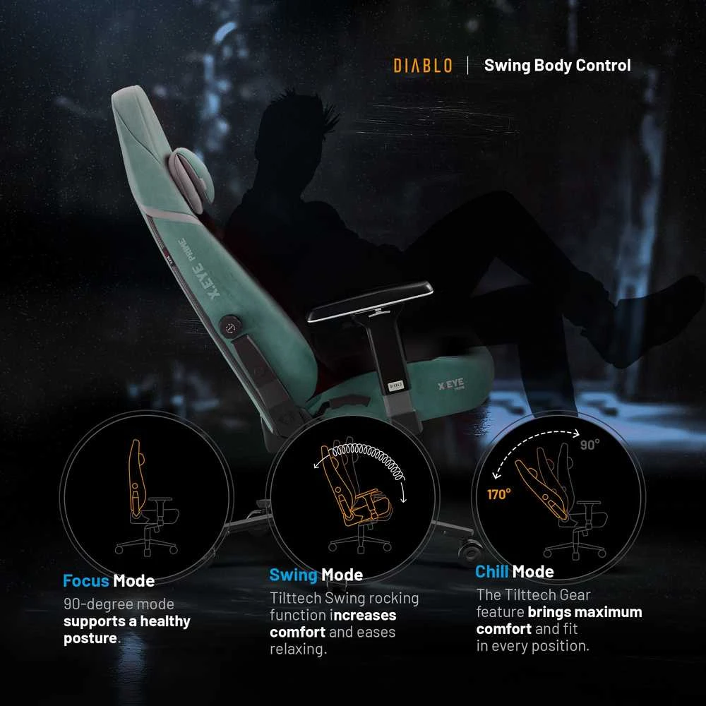 Diablo Chairs Diablo X-Eye Prime Normal Size - Mystic Mint ergonominė kėdė
