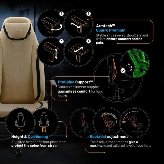Diablo Chairs Diablo X-Eye Prime Normal Size - Broken Gold ergonominė kėdė
