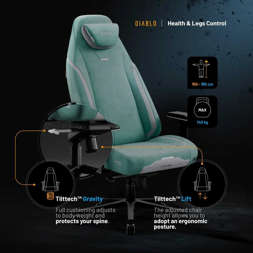 Diablo Chairs Diablo X-Eye Prime Normal Size - Mystic Mint ergonominė kėdė