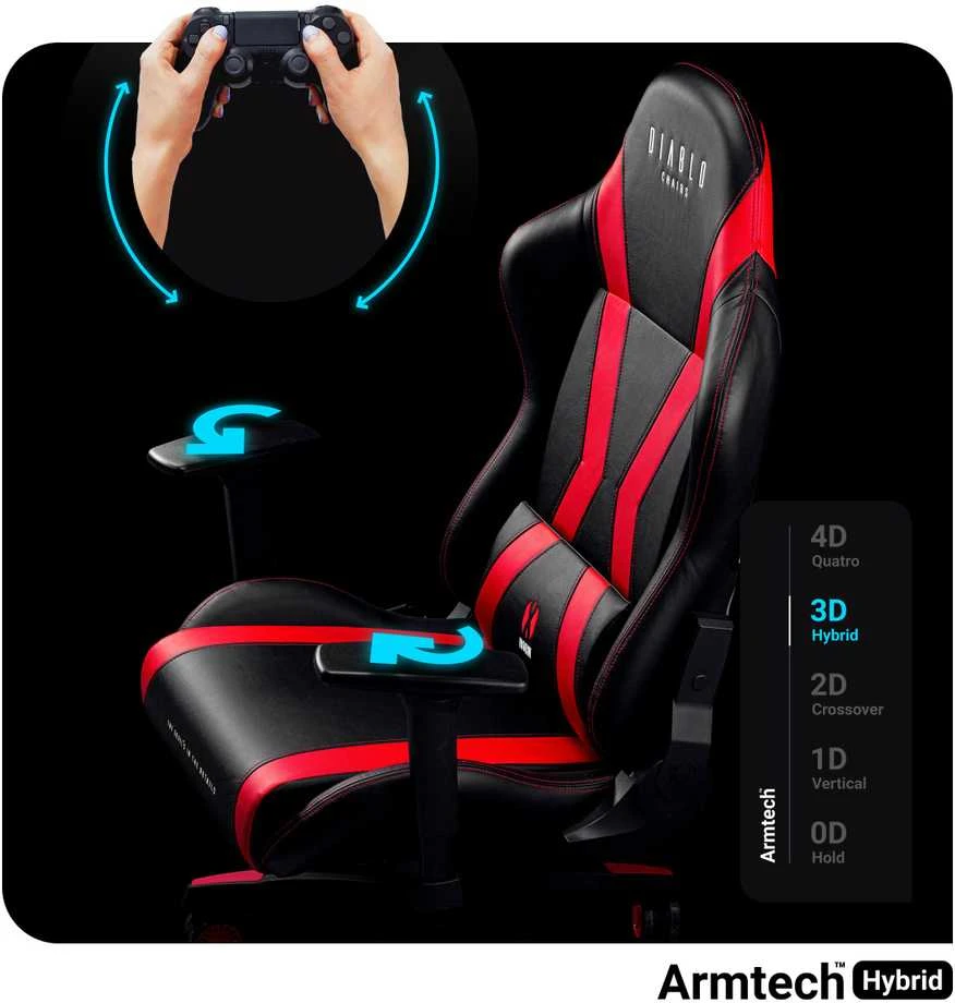Diablo Chairs Diablo X-Horn 2.0 King Size Juodas-Raudona ergonominė kėdė