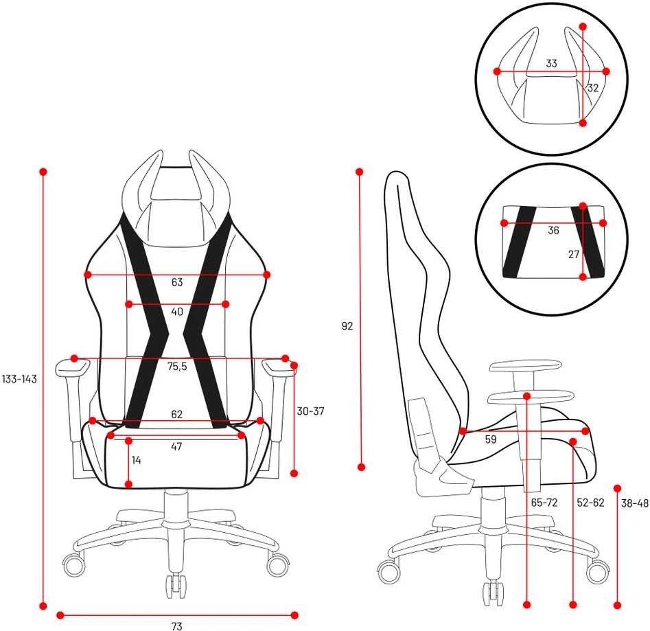 Diablo Chairs Diablo X-Horn 2.0 King Size Juodas-Raudona ergonominė kėdė