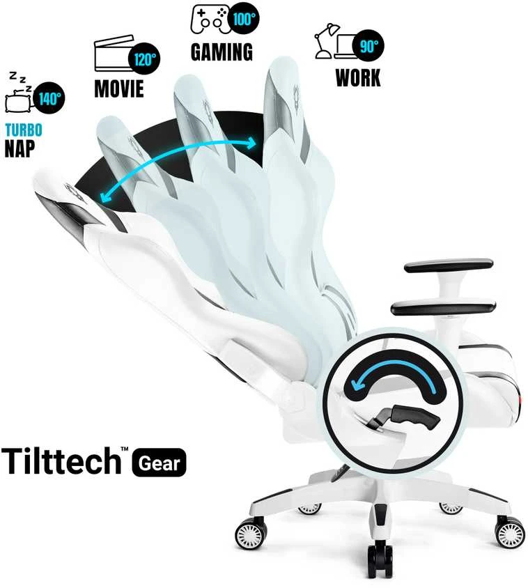 Diablo Chairs Žaidimų kėdė Diablo X-Horn 2.0 Gaming Chair King Size, Balta-juoda