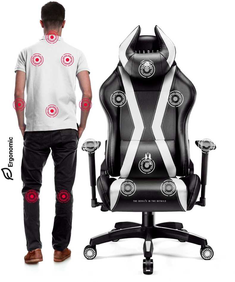 Žaidimų kėdė Diablo X-Horn 2.0 Gaming Chair King Size, Juoda-balta