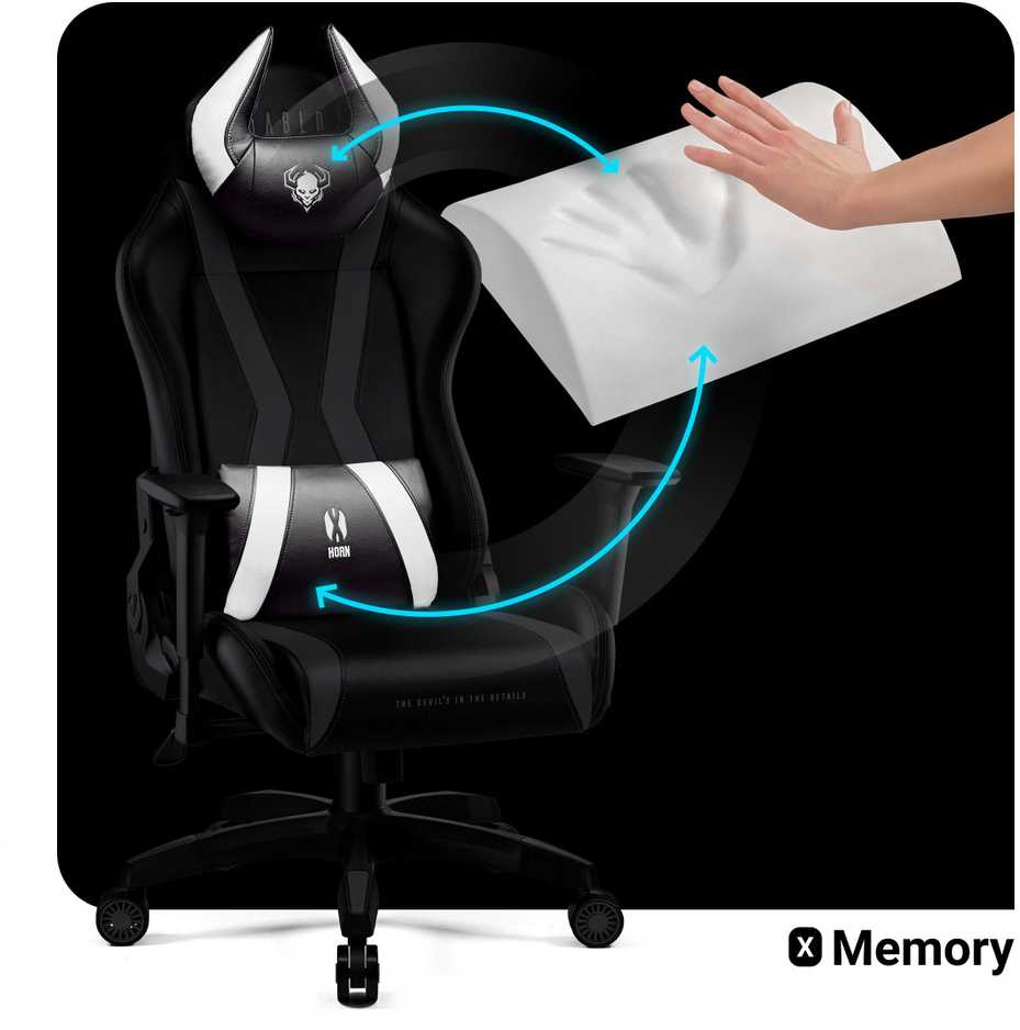 Žaidimų kėdė Diablo X-Horn 2.0 Gaming Chair King Size, Juoda-balta