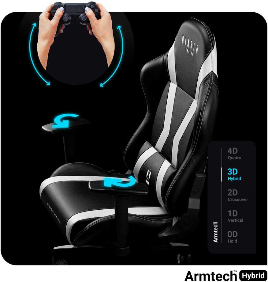 Žaidimų kėdė Diablo X-Horn 2.0 Gaming Chair King Size, Juoda-balta
