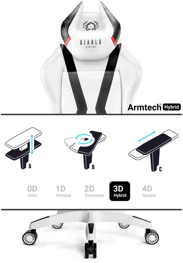 Žaidimų kėdė Diablo X-Horn 2.0 Gaming Chair Normal, Balta-juoda