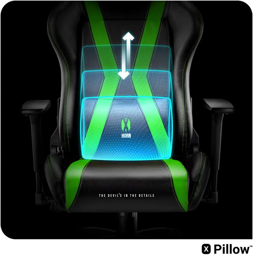 Diablo Chairs Diablo X-Horn 2.0 Normal Size Juodas-Žalias ergonominė kėdė