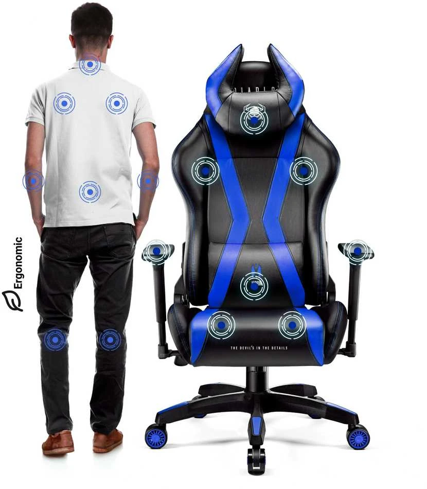 Diablo Chairs Diablo X-Horn 2.0 Normal Size Juodas-Mėlyna ergonominė kėdė