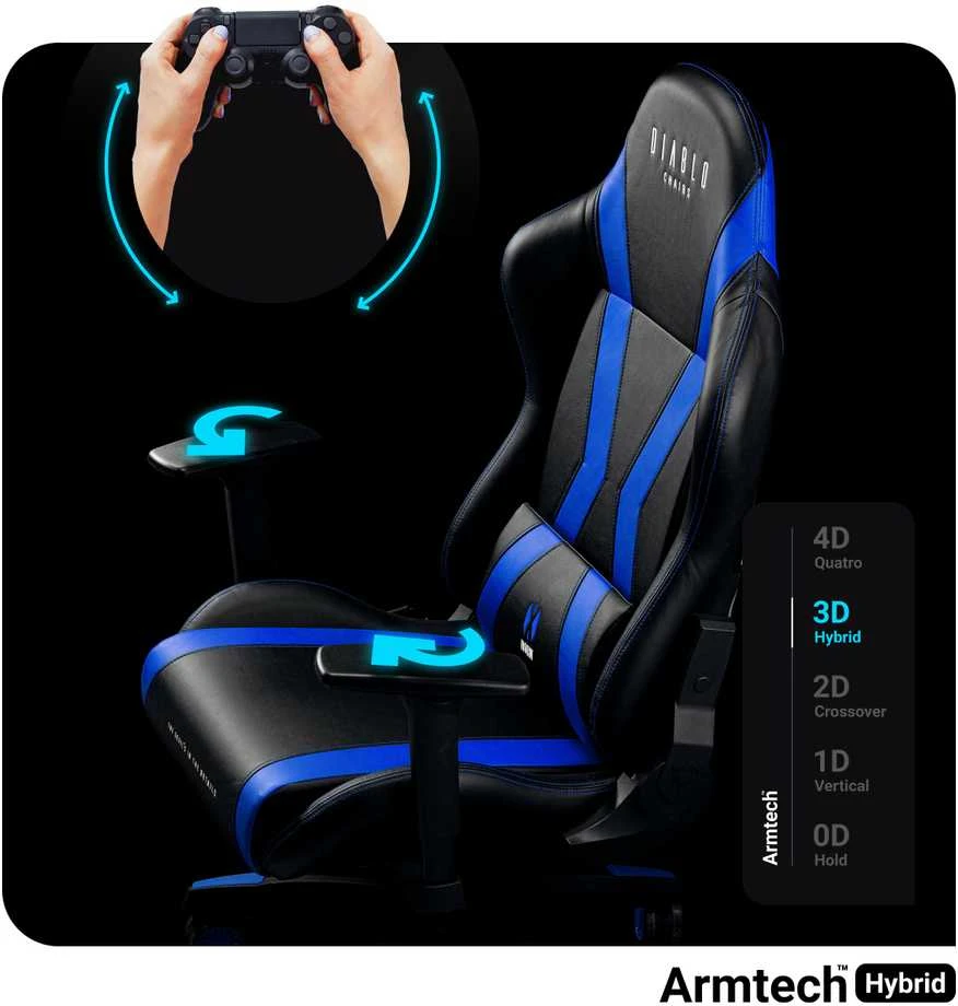 Diablo Chairs Diablo X-Horn 2.0 Normal Size Juodas-Mėlyna ergonominė kėdė