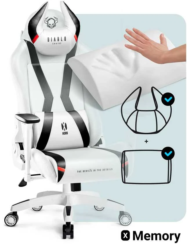 Žaidimų kėdė Diablo X-Horn 2.0 Gaming Chair Normal, Balta-juoda
