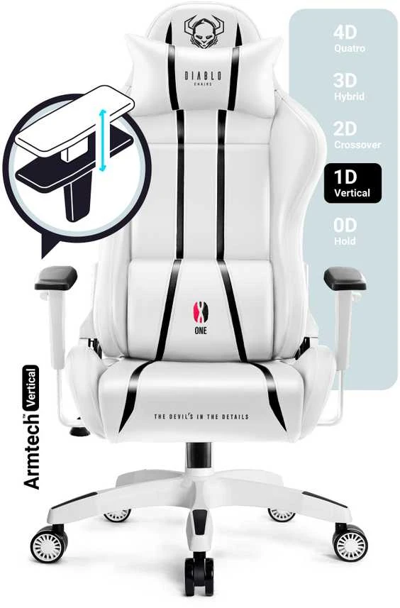 Žaidimų kėdė Diablo X-One 2.0 Gaming Chair King, Balta-juoda