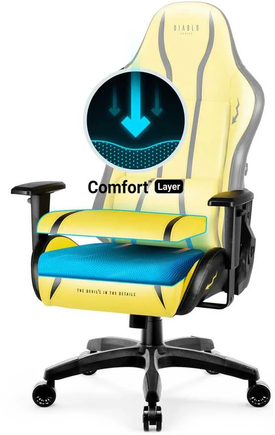 Diablo Chairs Diablo X-One 2.0 Normal Size Electric Geltona ergonominė kėdė