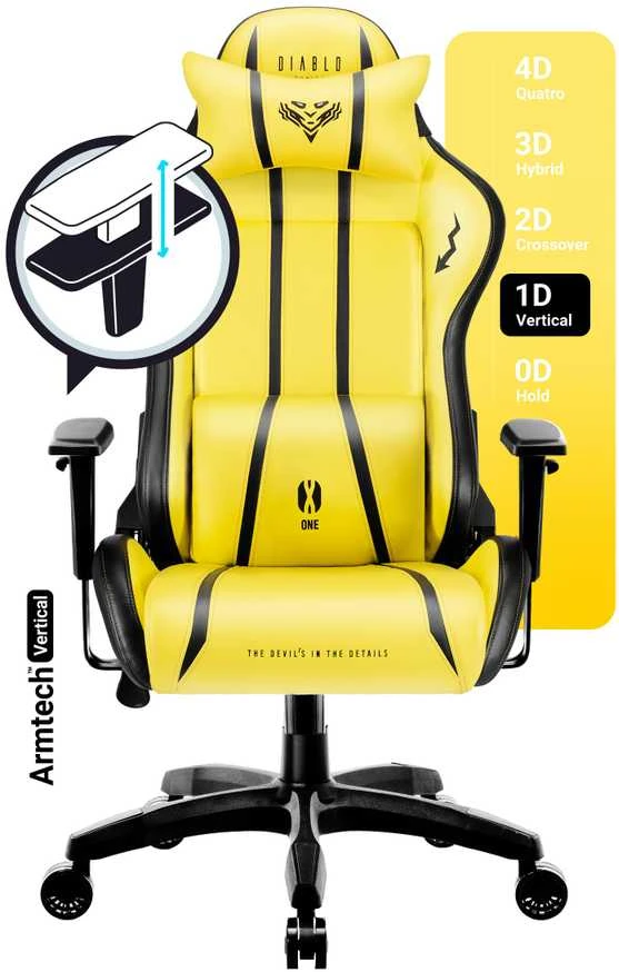 Diablo Chairs Diablo X-One 2.0 Normal Size Electric Geltona ergonominė kėdė