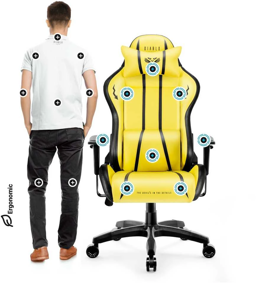 Diablo Chairs Diablo X-One 2.0 Normal Size Electric Geltona ergonominė kėdė