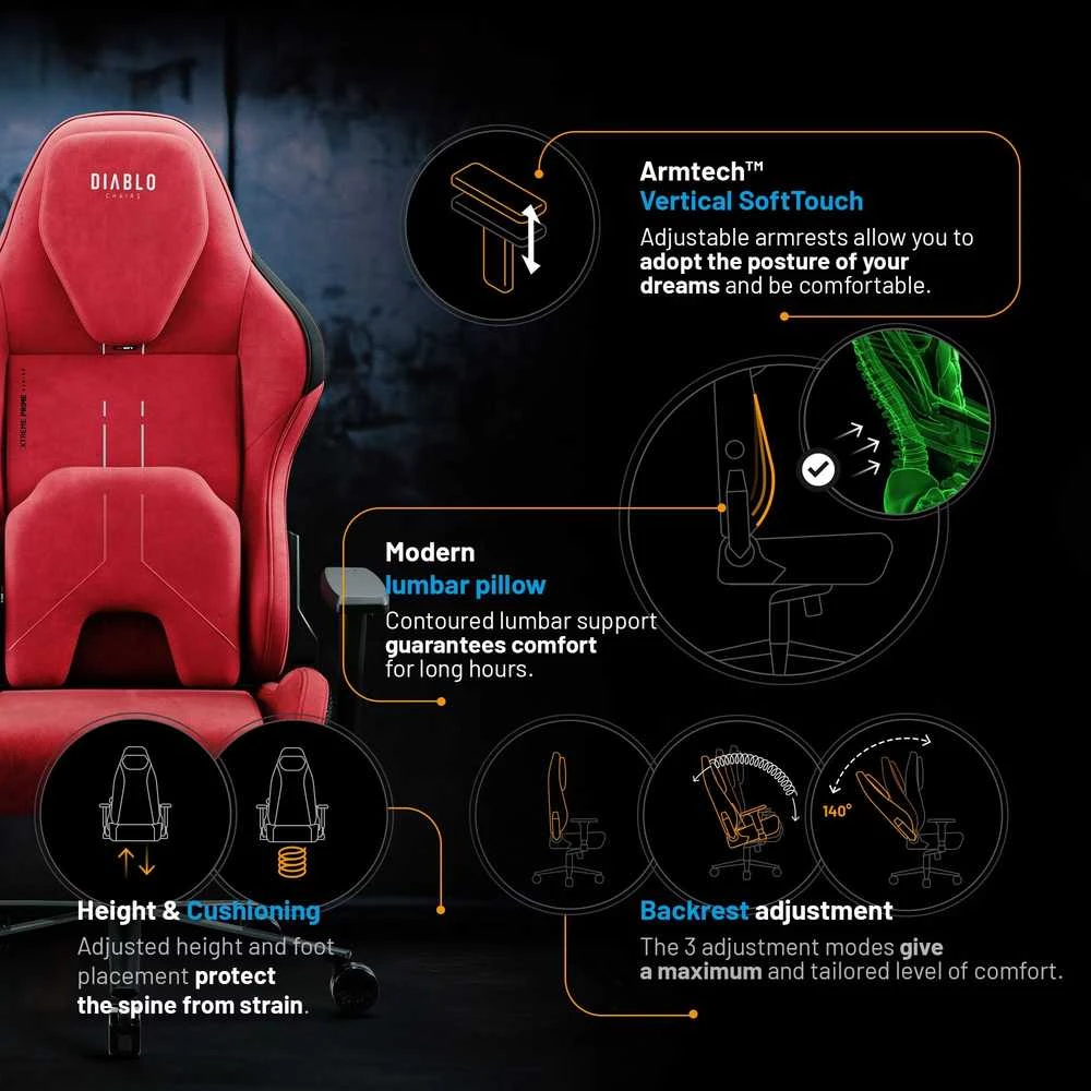 Diablo Chairs Diablo X-One Prime Normal Size - Bloody Mary ergonominė kėdė