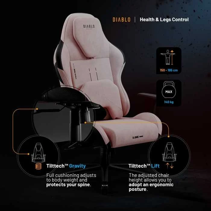 Diablo Chairs Diablo X-One Prime Normal Size - Akira Rožinė ergonominė kėdė