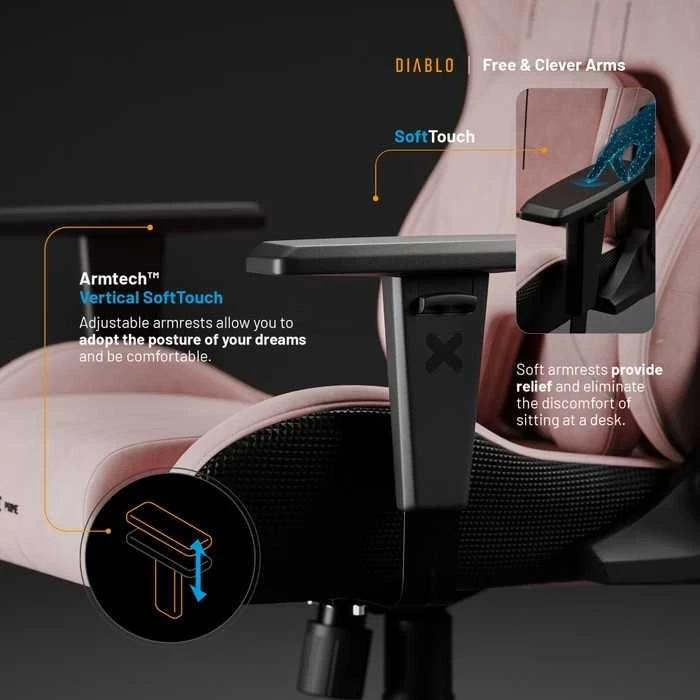 Diablo Chairs Diablo X-One Prime Normal Size - Akira Rožinė ergonominė kėdė