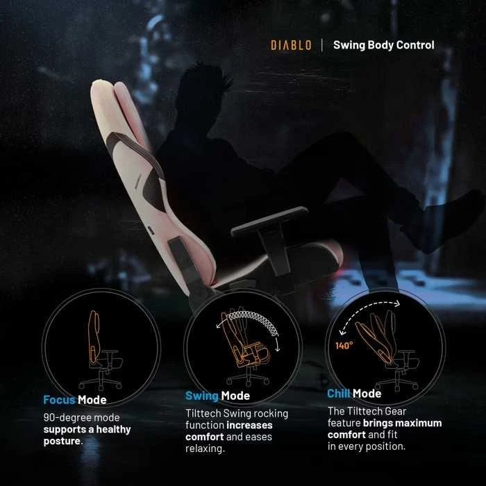Diablo Chairs Diablo X-One Prime Normal Size - Akira Rožinė ergonominė kėdė