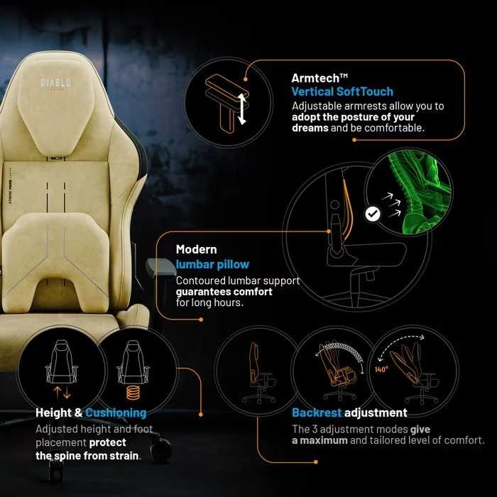 Diablo Chairs Diablo X-One Prime Normal Size - Broken Gold ergonominė kėdė