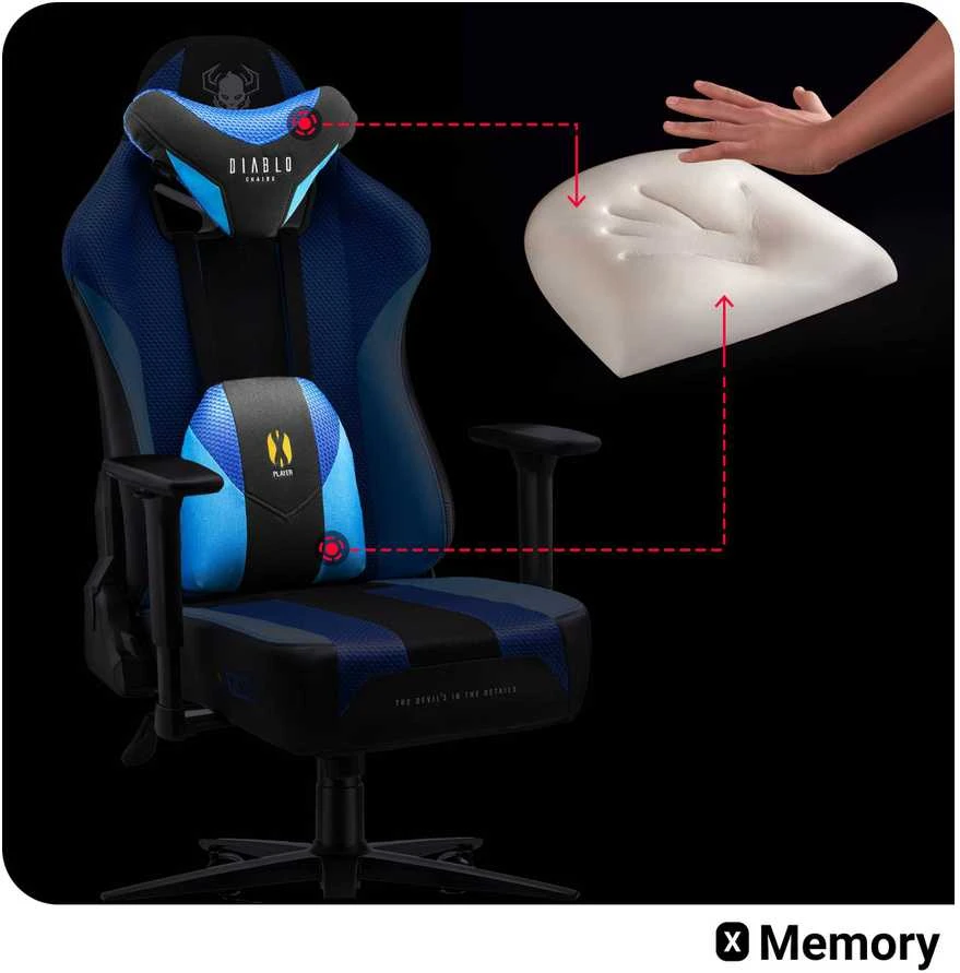 Diablo Chairs Diablo X-Player 2.0 King Size Frost - juodas ergonominė kėdė