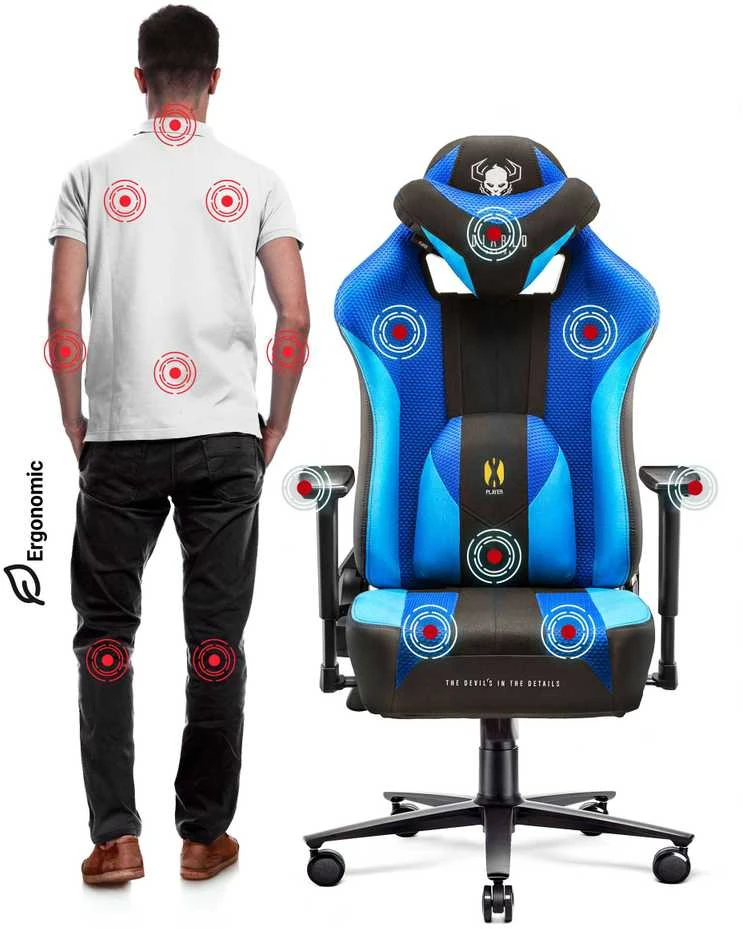 Diablo Chairs Diablo X-Player 2.0 Normal Size Frost - juodas ergonominė kėdė