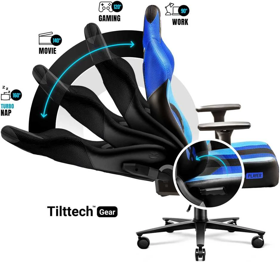 Diablo Chairs Diablo X-Player 2.0 Normal Size Frost - juodas ergonominė kėdė