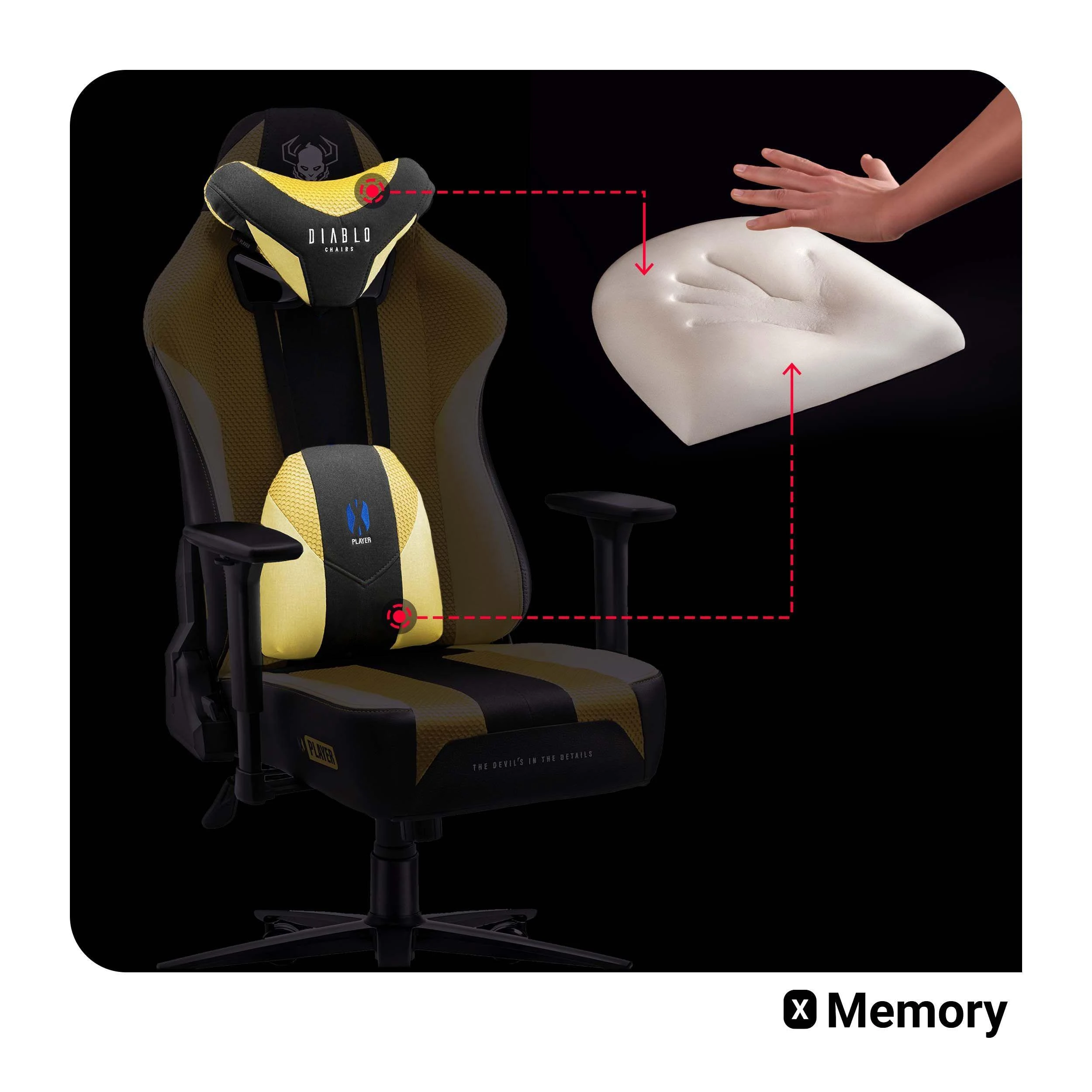 Diablo Chairs Diablo X-Player 2.0 Normal Size Dark Sunflower ergonominė kėdė