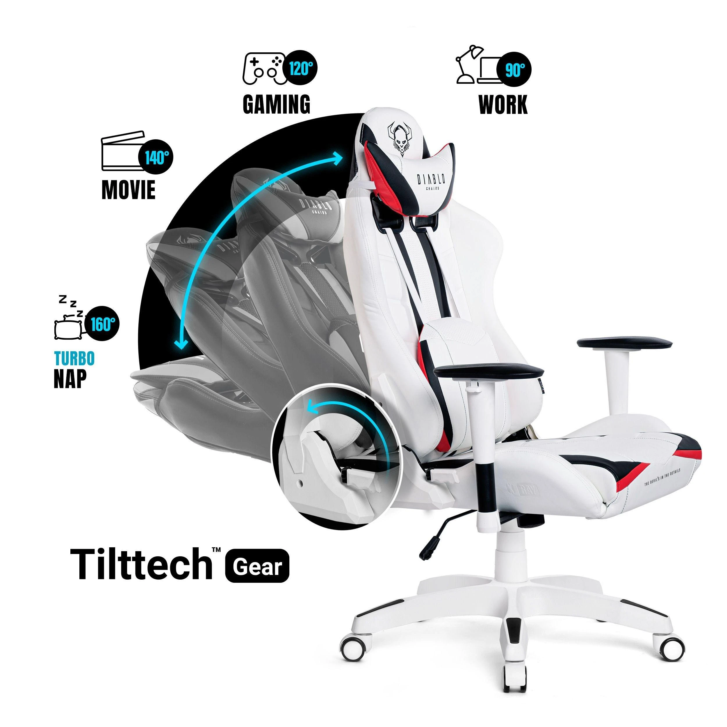 Diablo Chairs Diablo X-Ray 2.0 King Size Juodas-Baltas ergonominė kėdė
