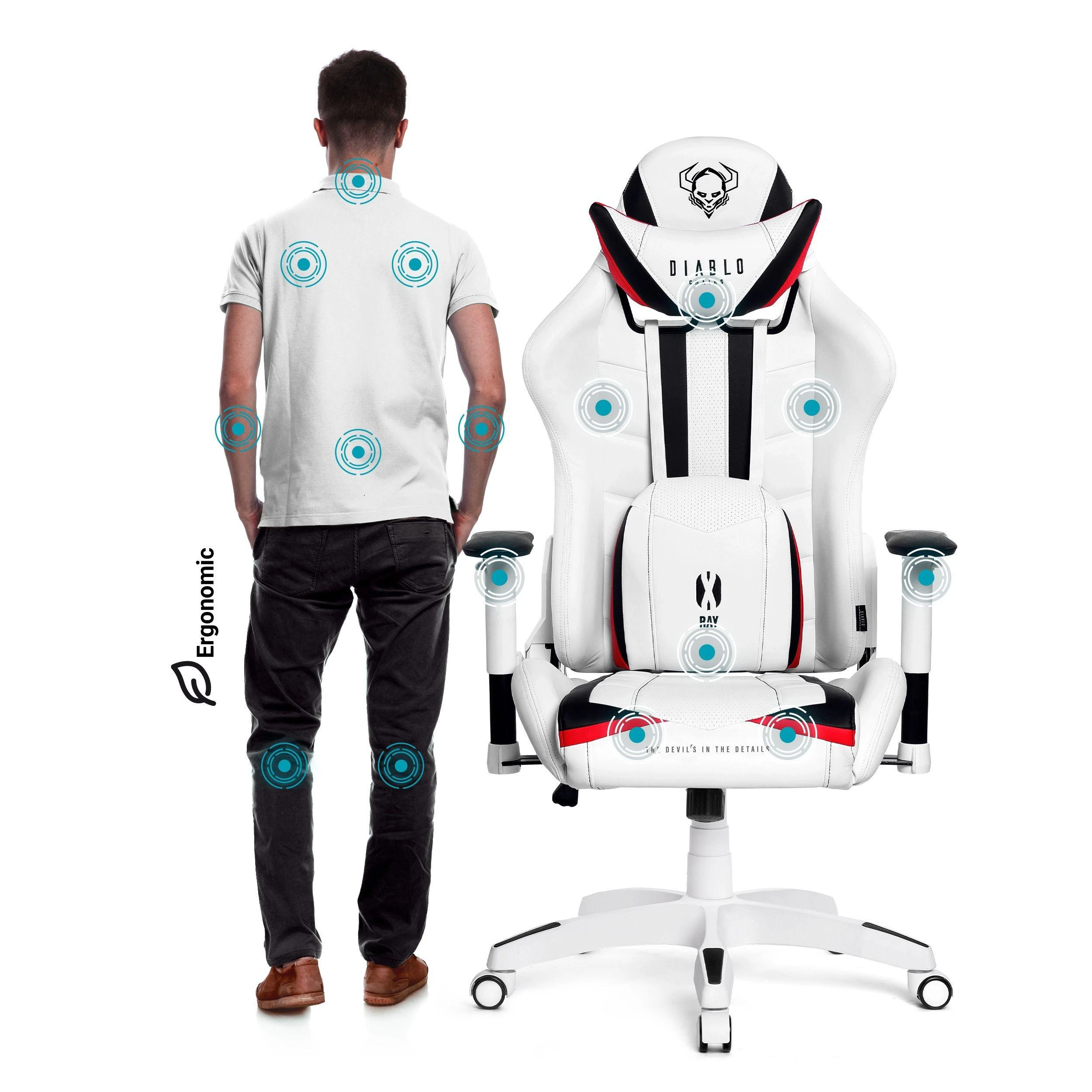 Diablo Chairs Diablo X-Ray 2.0 King Size Juodas-Baltas ergonominė kėdė