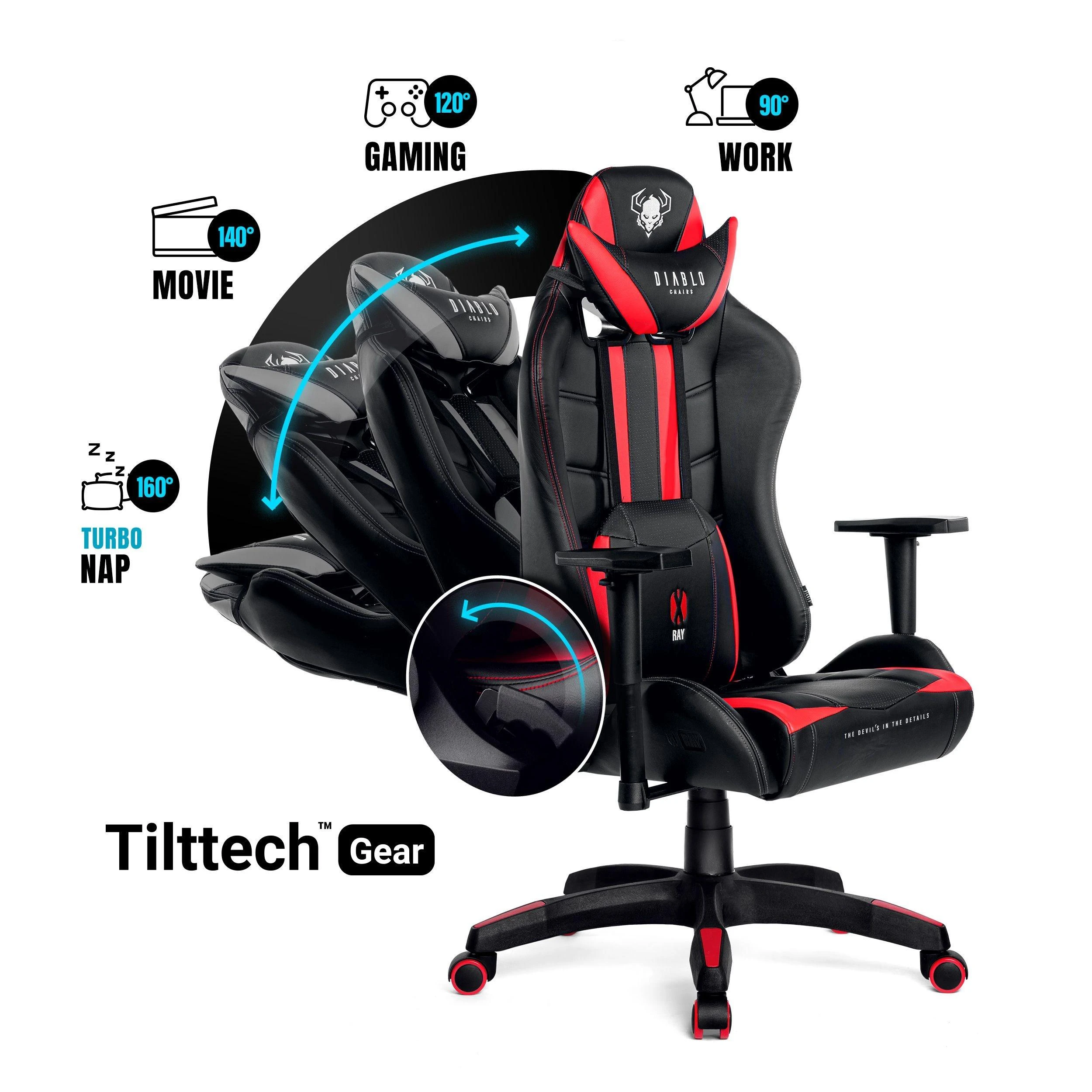 Diablo Chairs Diablo X-Ray 2.0 King Size Juodas-Raudona ergonominė kėdė