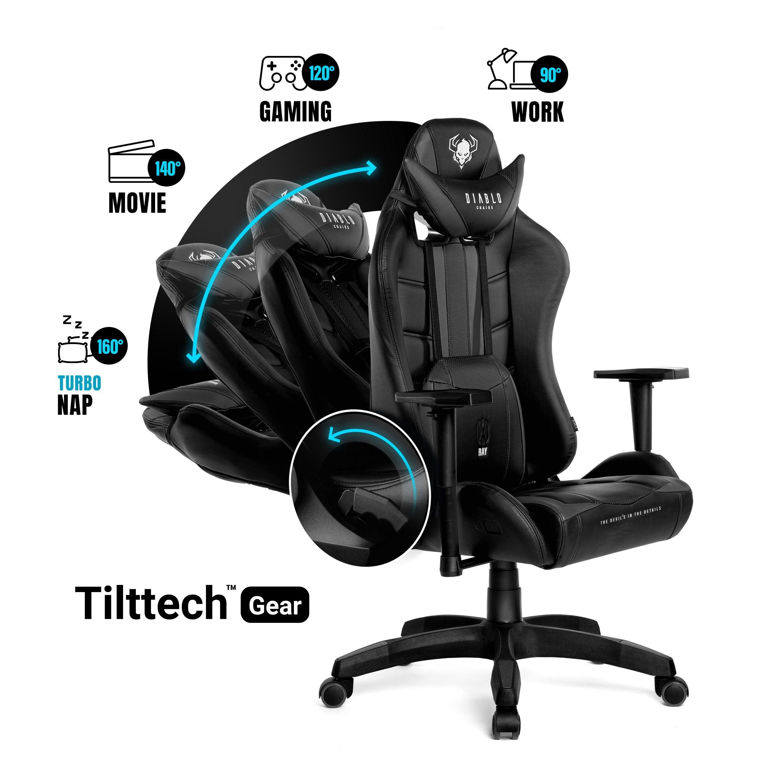 Diablo Chairs Diablo X-Ray 2.0 King Size Juodas-Pilkas ergonominė kėdė
