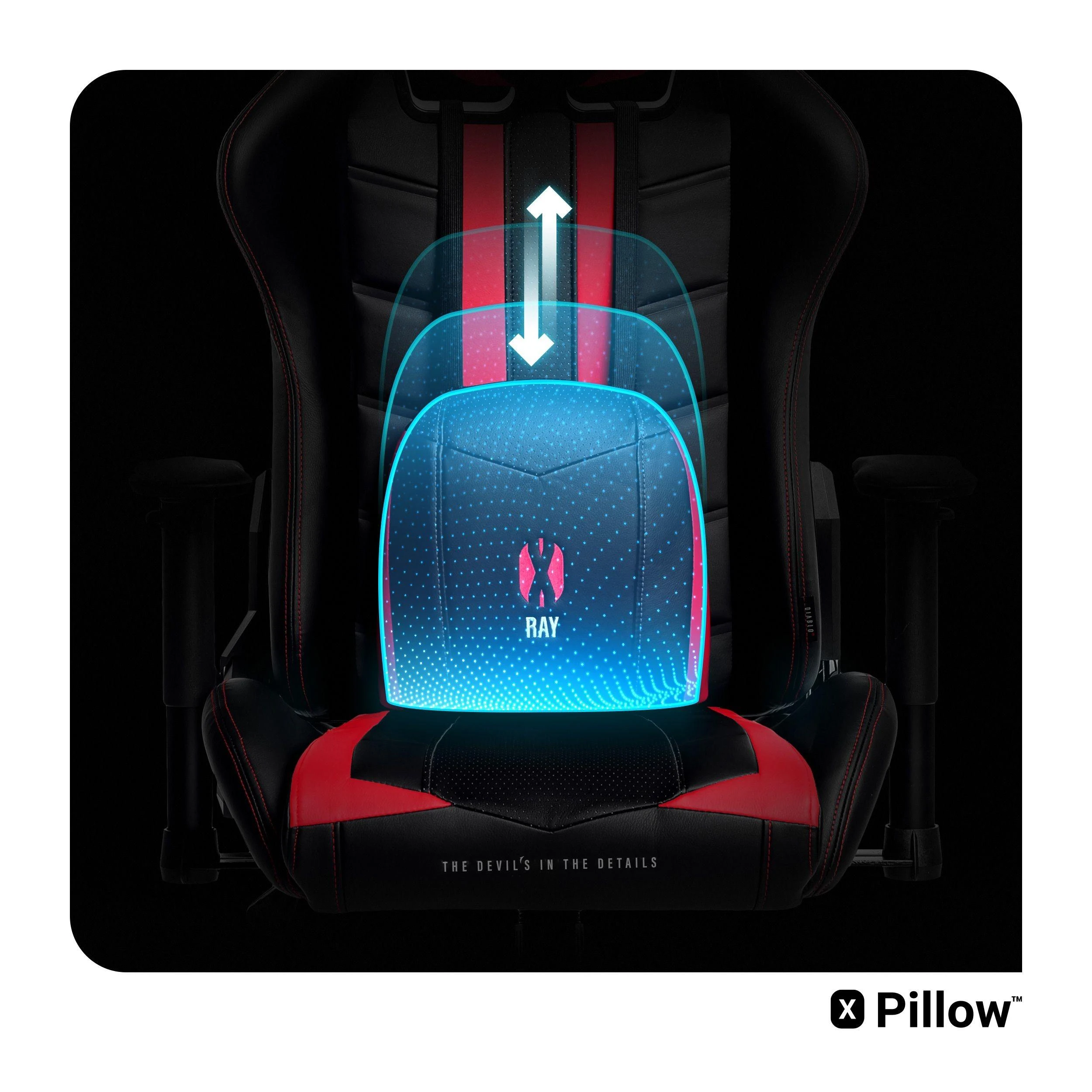Diablo Chairs Diablo X-Ray 2.0 King Size Juodas-Raudona ergonominė kėdė