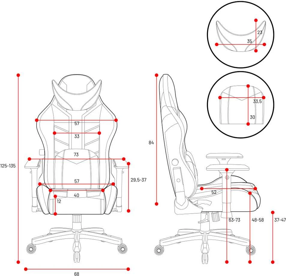 Diablo Chairs Diablo X-Ray 2.0 Normal Size Juodas-Raudona ergonominė kėdė