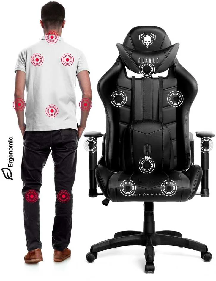 Diablo Chairs Diablo X-Ray 2.0 Normal Size Juodas-Pilkas ergonominė kėdė