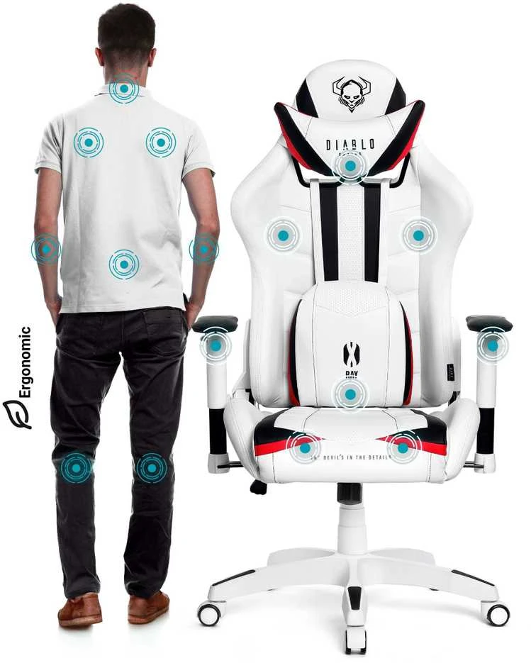 Diablo Chairs Diablo X-Ray 2.0 Normal Size Juodas-Baltas ergonominė kėdė