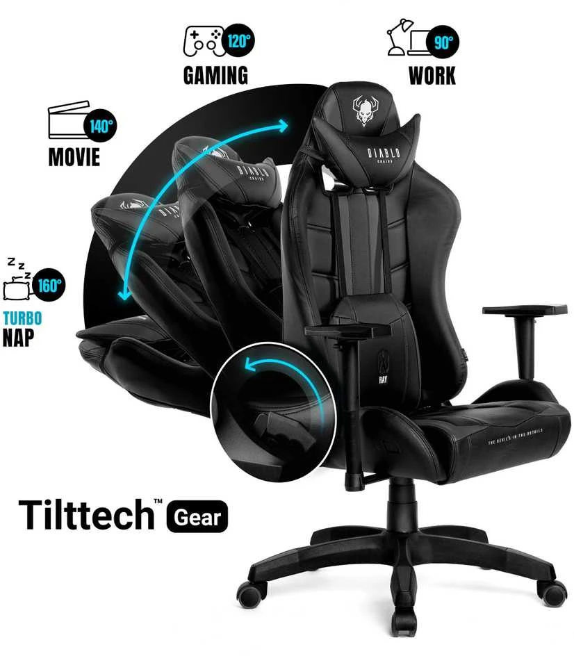 Diablo Chairs Diablo X-Ray 2.0 Normal Size Juodas-Pilkas ergonominė kėdė