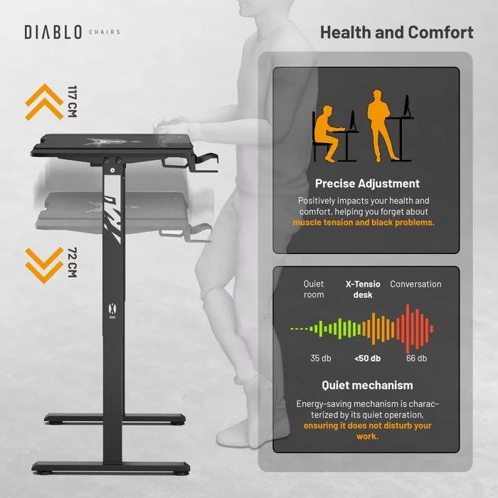 Diablo Chairs Diablo X-TENSIO 1100 Electric Desk juoda