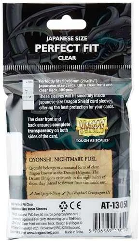 Dragon Shield Japanese Size Perfect Fit Inner Sleeves - Clear (100 Vnt)