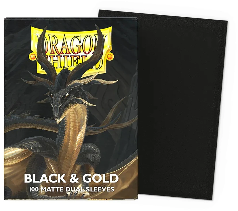 Dragon Shield Sleeves - Matte Standard size - Juodas & Gold (100 Sleeves)