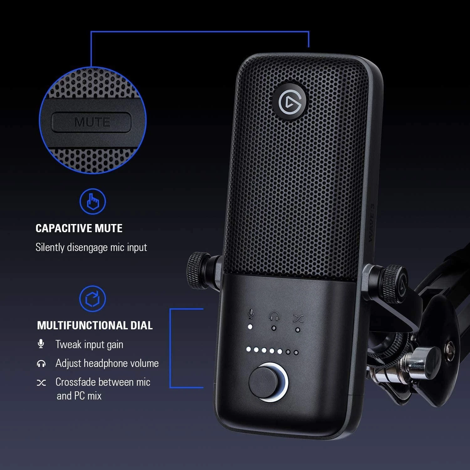 Kondensatorinis transliavimo mikrofonas Elgato Wave:3