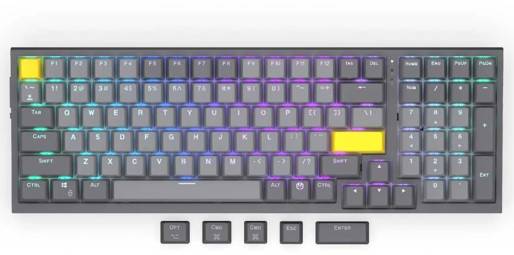 Klaviatūra žaidimams ENDORFY Celeris 1800 ENDORFY Geltona by Gateron belaidė mechaninė su pašvietimu pilka